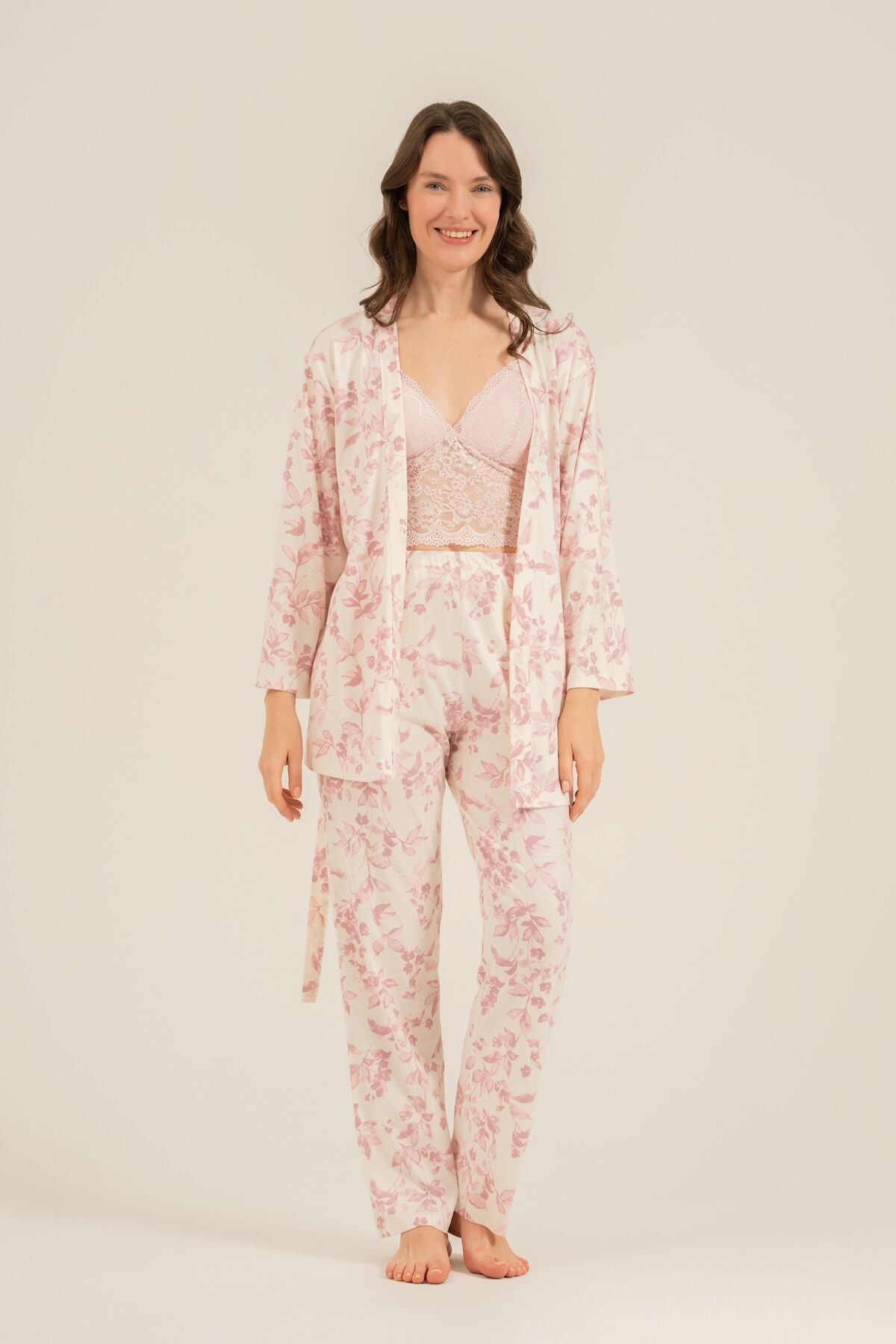 Arnetta Kadın Roses Krem Braletli Pijama Takımı AR3746-S-V1