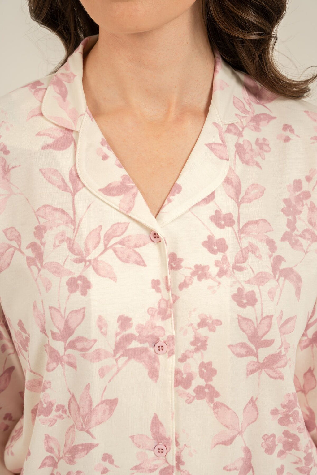 Arnetta Kadın Roses Krem Gömlek Pijama Takımı AR3745-S-V1