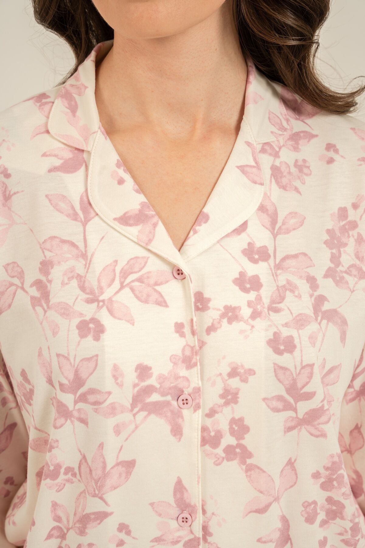 Arnetta Kadın Roses Krem Gömlek Pijama Takımı AR3745-S-V1