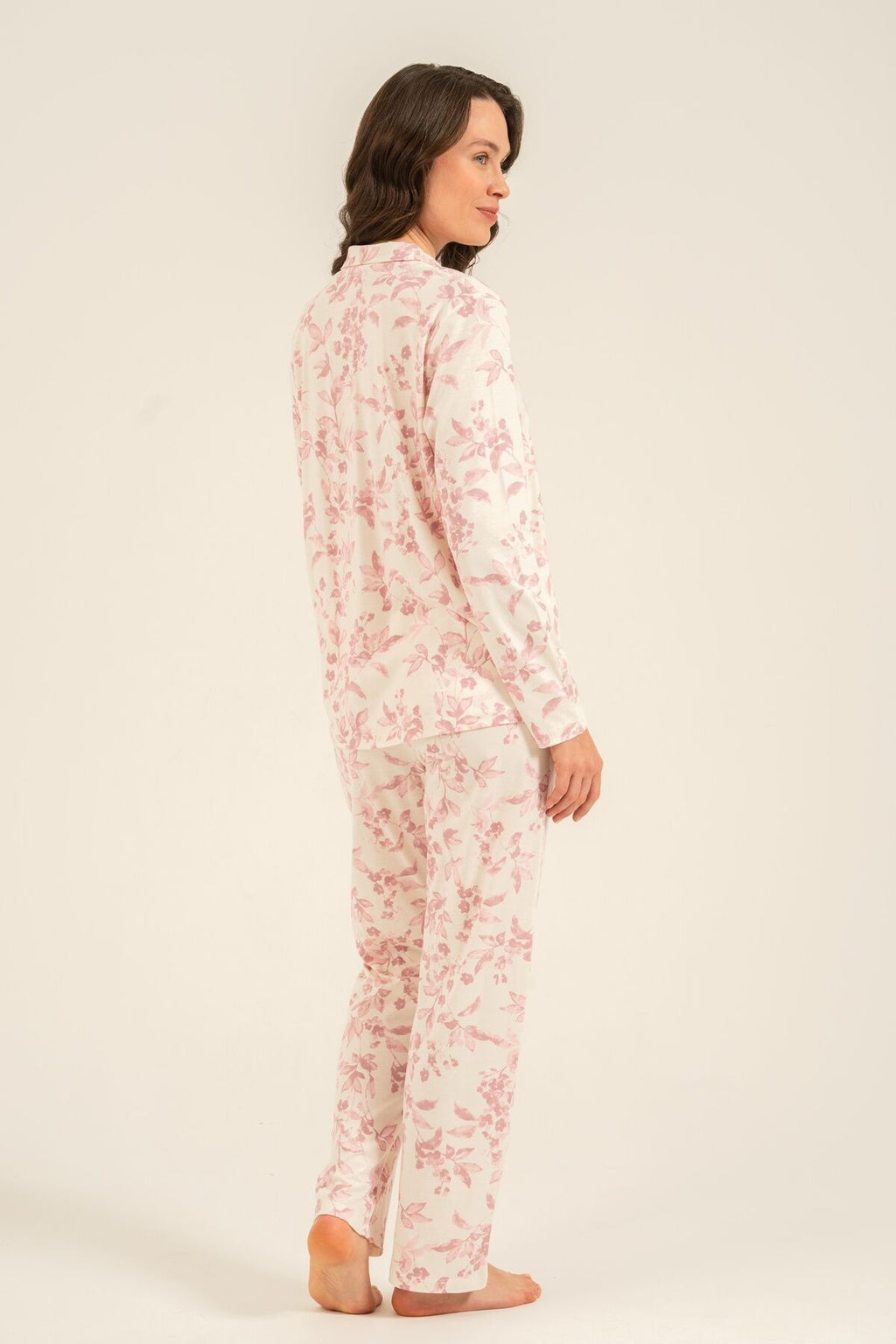Arnetta Kadın Roses Krem Gömlek Pijama Takımı AR3745-S-V1