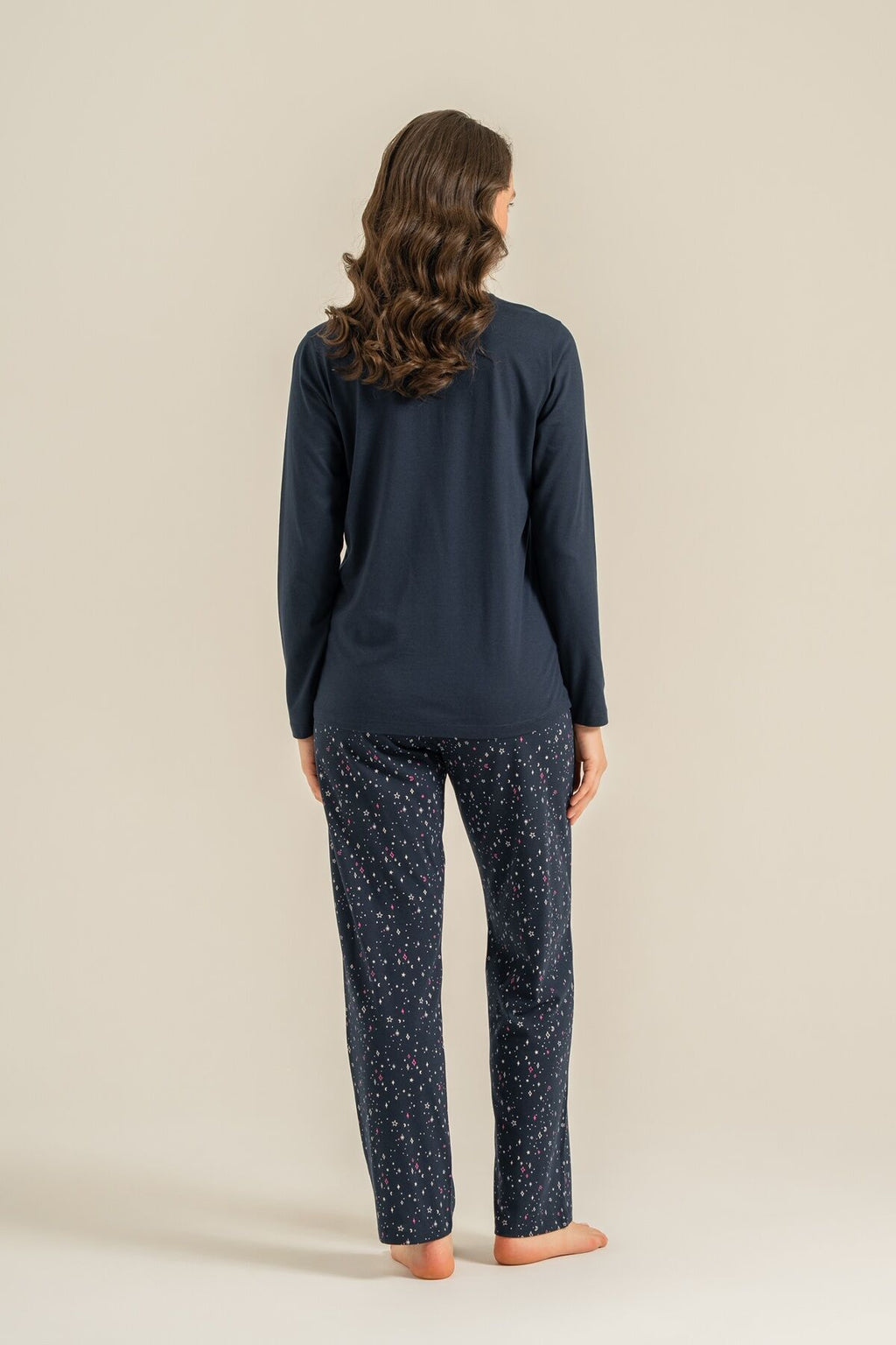Arnetta Kadın Shine Bright Little Star Lacivert Uzun Kol Pijama Takım AR3775-S-V2