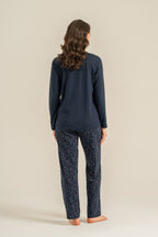 Arnetta Kadın Shine Bright Little Star Lacivert Uzun Kol Pijama Takım AR3775-S-V2