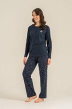 Arnetta Kadın Shine Bright Little Star Lacivert Uzun Kol Pijama Takım AR3775-S-V2