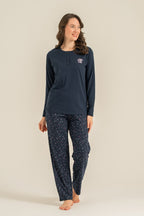 Arnetta Kadın Shine Bright Little Star Lacivert Uzun Kol Pijama Takım AR3775-S-V2