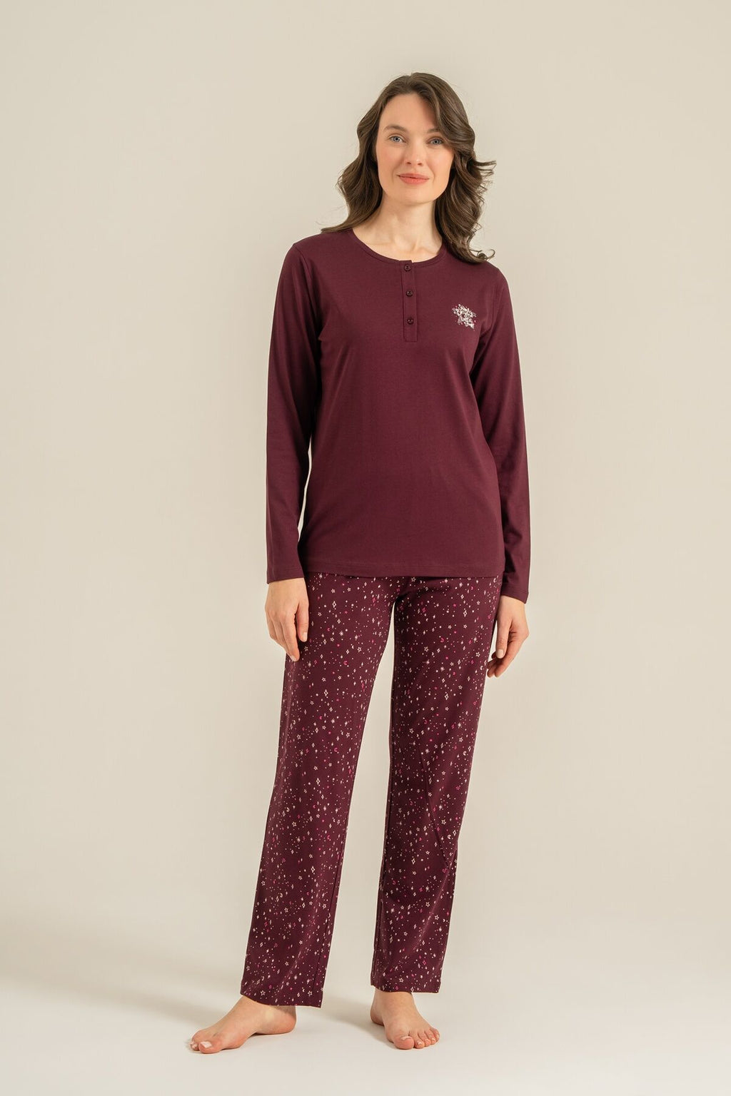 Arnetta Kadın Shine Bright Little Star Mor Uzun Kol Pijama Takım AR3775-S-V1