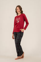 Arnetta Let It Snow Anne Kız Bordo Uzun Kol Pijama Takım AR3730-A-V1
