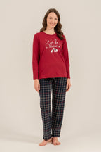Arnetta Let It Snow Anne Kız Bordo Uzun Kol Pijama Takım AR3730-A-V1
