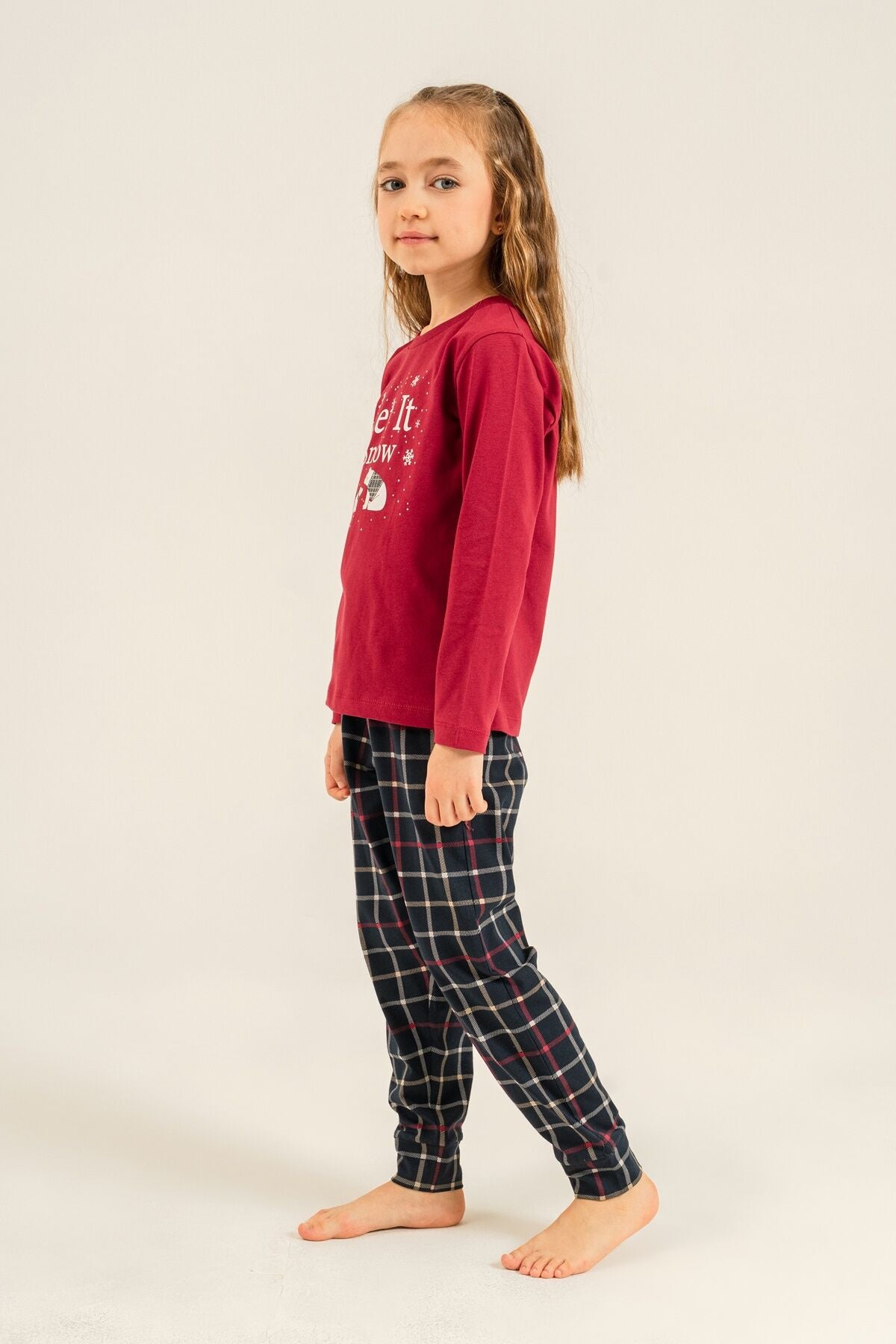 Arnetta Let It Snow Anne Kız Bordo Uzun Kol Pijama Takım AR3730-A-V1