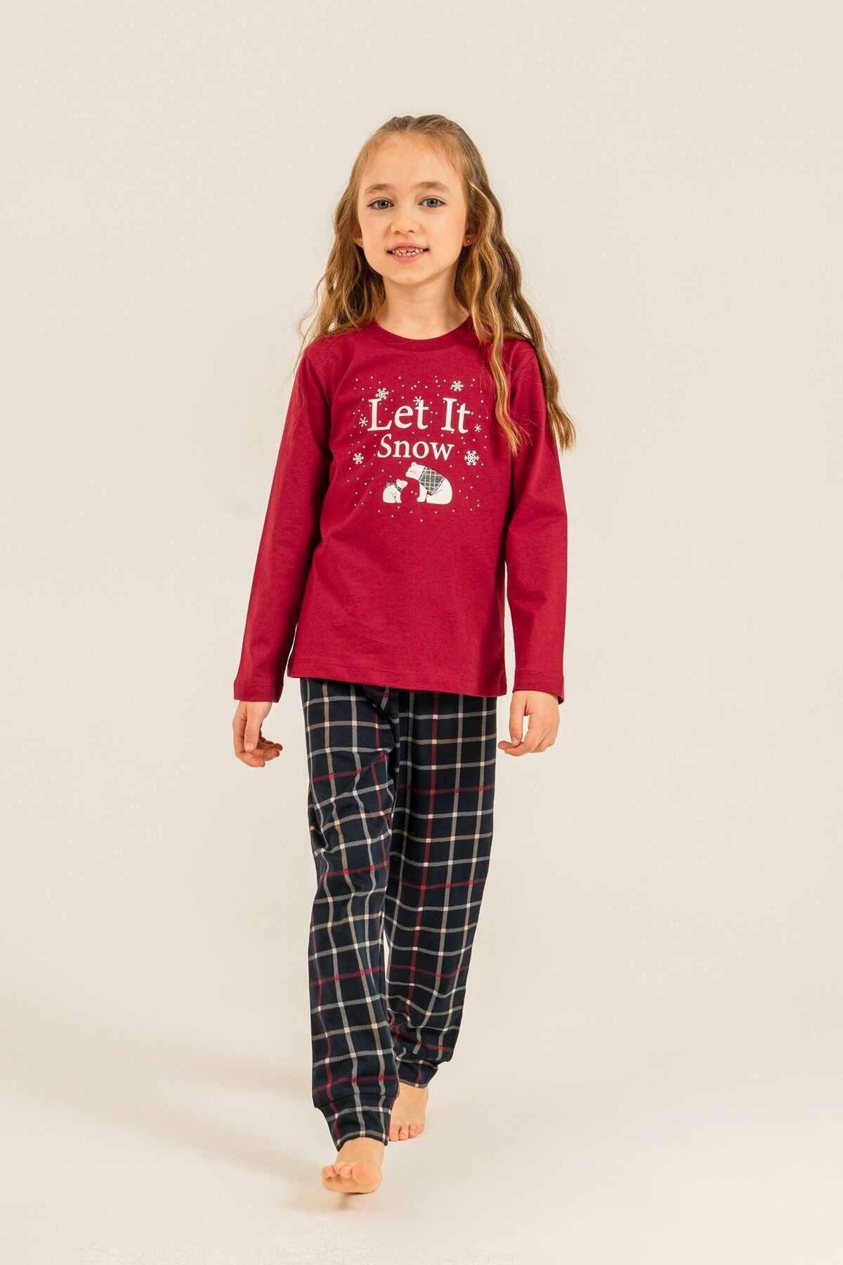 Arnetta Let It Snow Anne Kız Bordo Uzun Kol Pijama Takım AR3730-A-V1