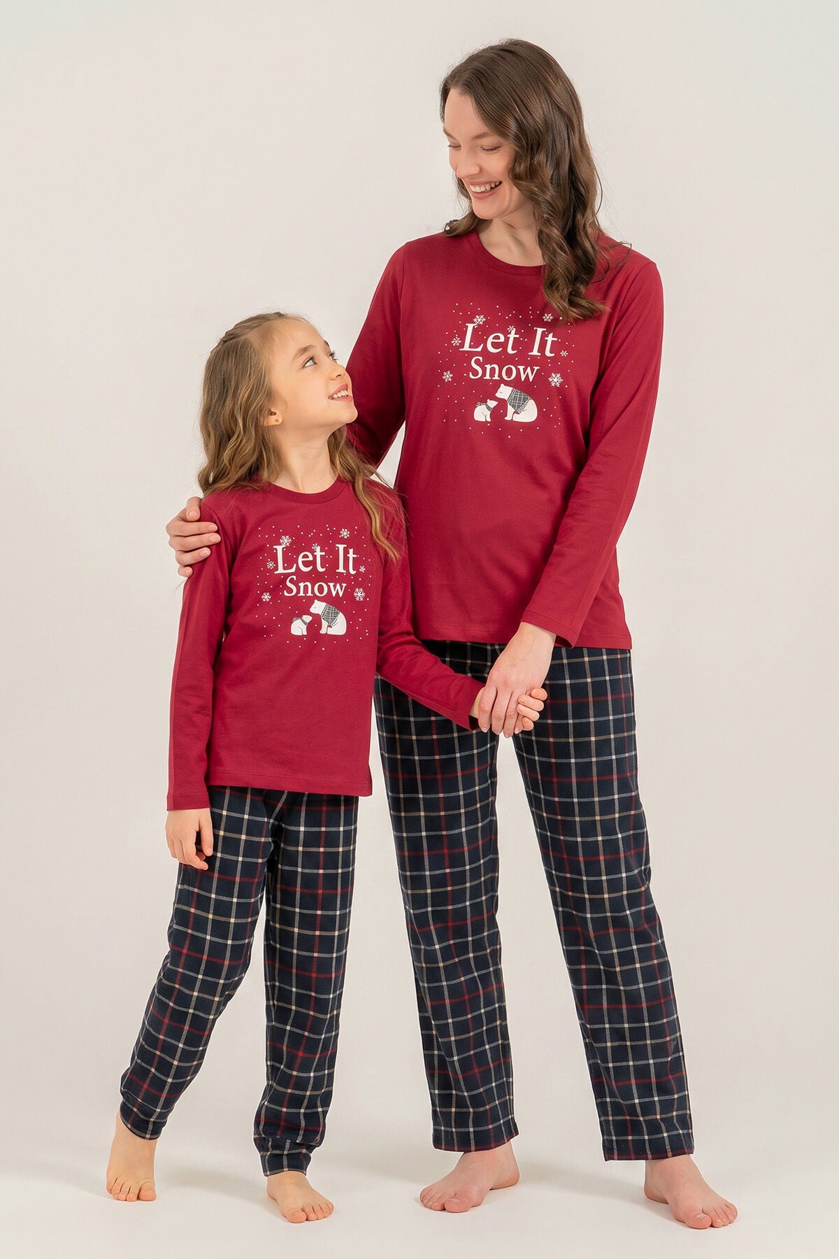 Arnetta Let It Snow Anne Kız Bordo Uzun Kol Pijama Takım AR3730-A-V1