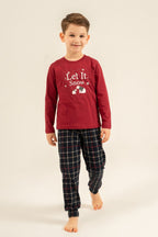 Arnetta Let It Snow Baba Oğul Bordo Uzun Kol Pijama Takımı AR3820-A-V1