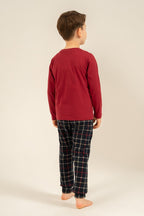Arnetta Let It Snow Baba Oğul Bordo Uzun Kol Pijama Takımı AR3820-A-V1