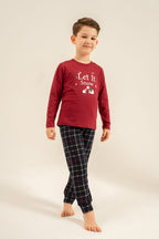 Arnetta Let It Snow Baba Oğul Bordo Uzun Kol Pijama Takımı AR3820-A-V1