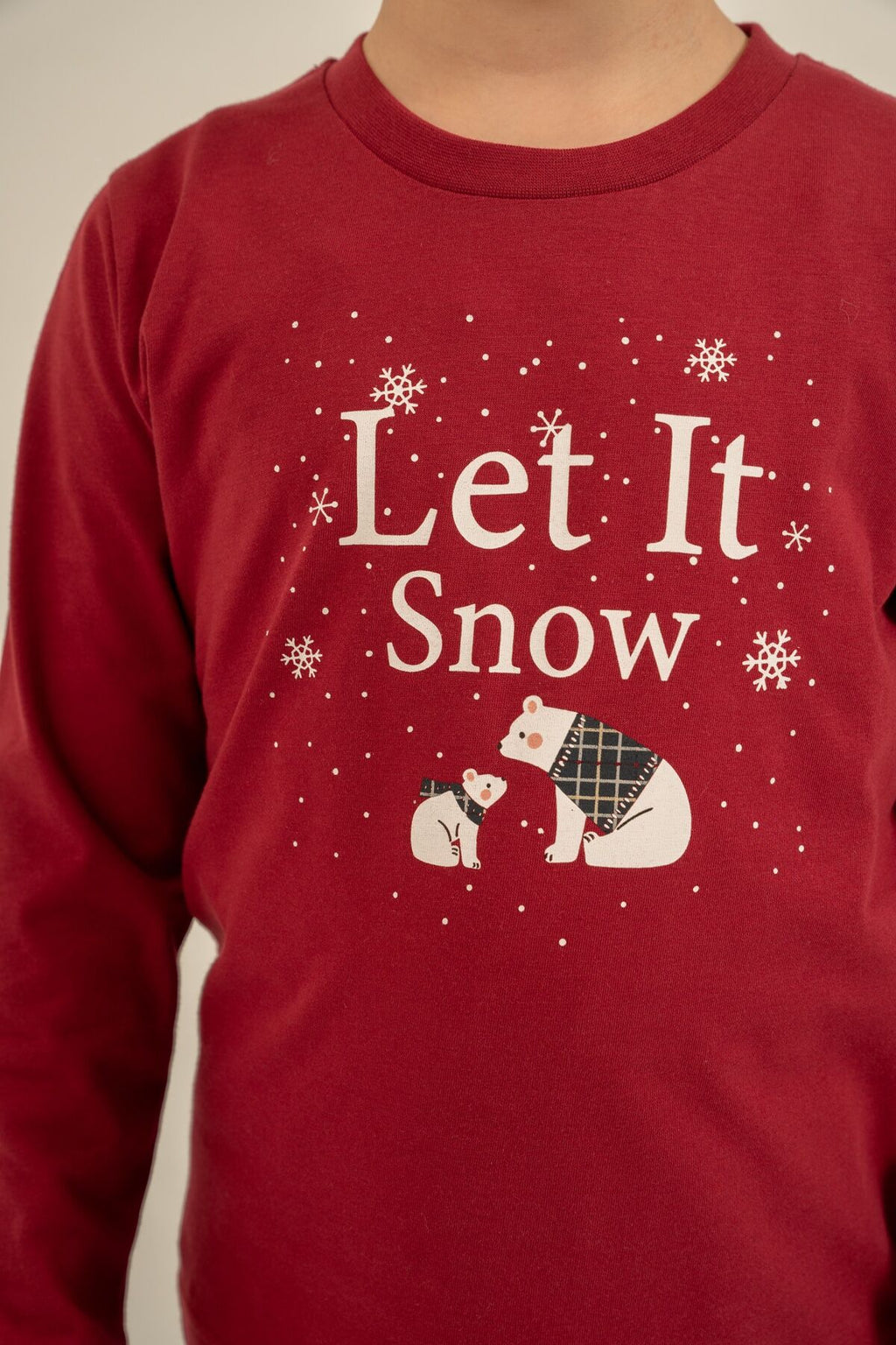 Arnetta Let It Snow Baba Oğul Bordo Uzun Kol Pijama Takımı AR3820-A-V1
