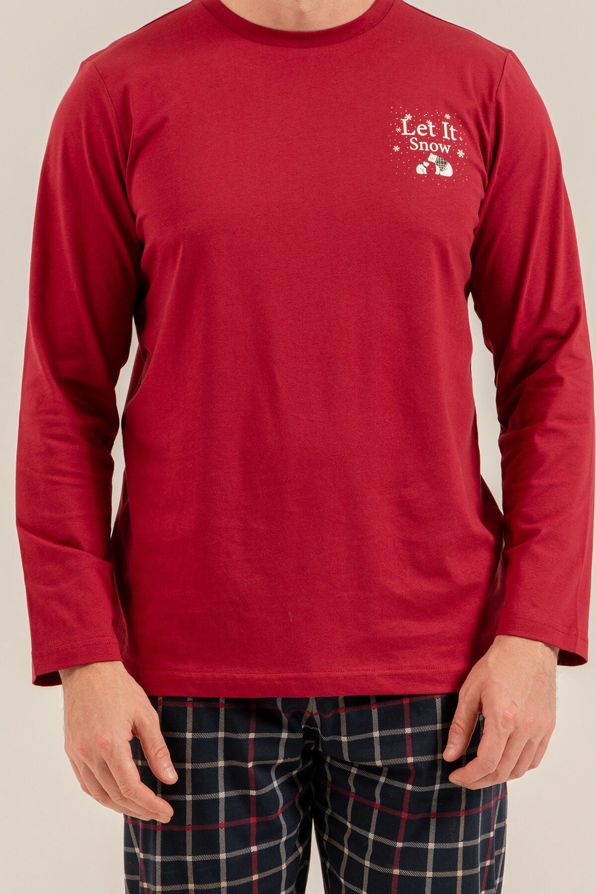Arnetta Let It Snow Baba Oğul Bordo Uzun Kol Pijama Takımı AR3820-A-V1