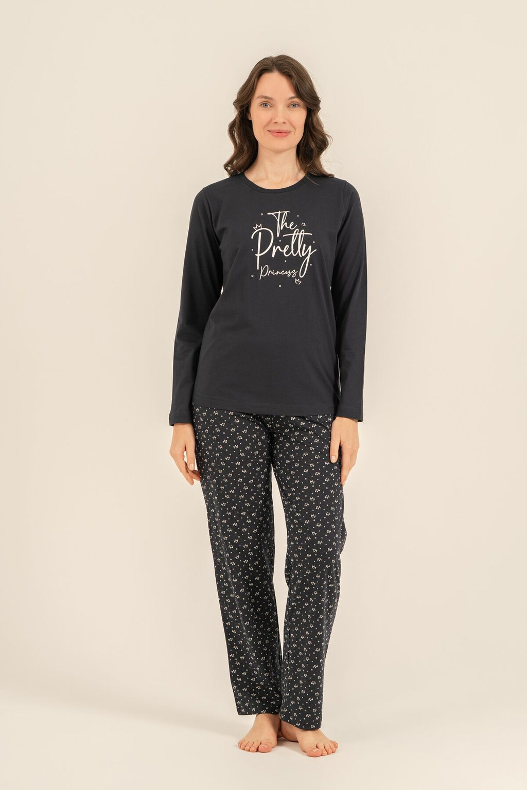 Arnetta The Pretty Princess Anne Kız Lacivert Uzun Kol Pijama Takım AR3731-A-V1