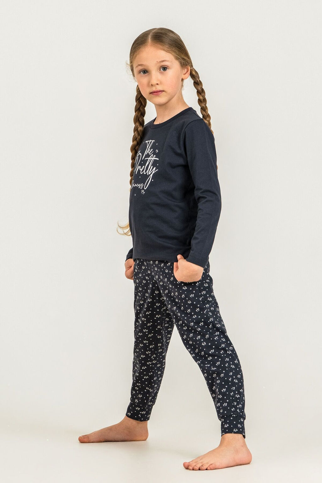Arnetta The Pretty Princess Anne Kız Lacivert Uzun Kol Pijama Takım AR3731-A-V1