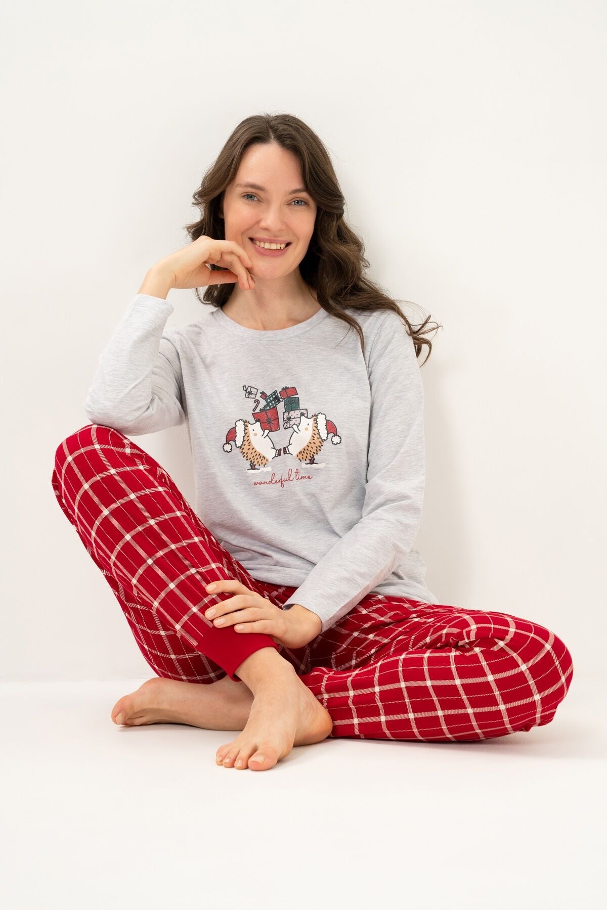 Arnetta Wonderful Time Anne Kız Gri Uzun Kol Pijama Takım AR3733-A-V1