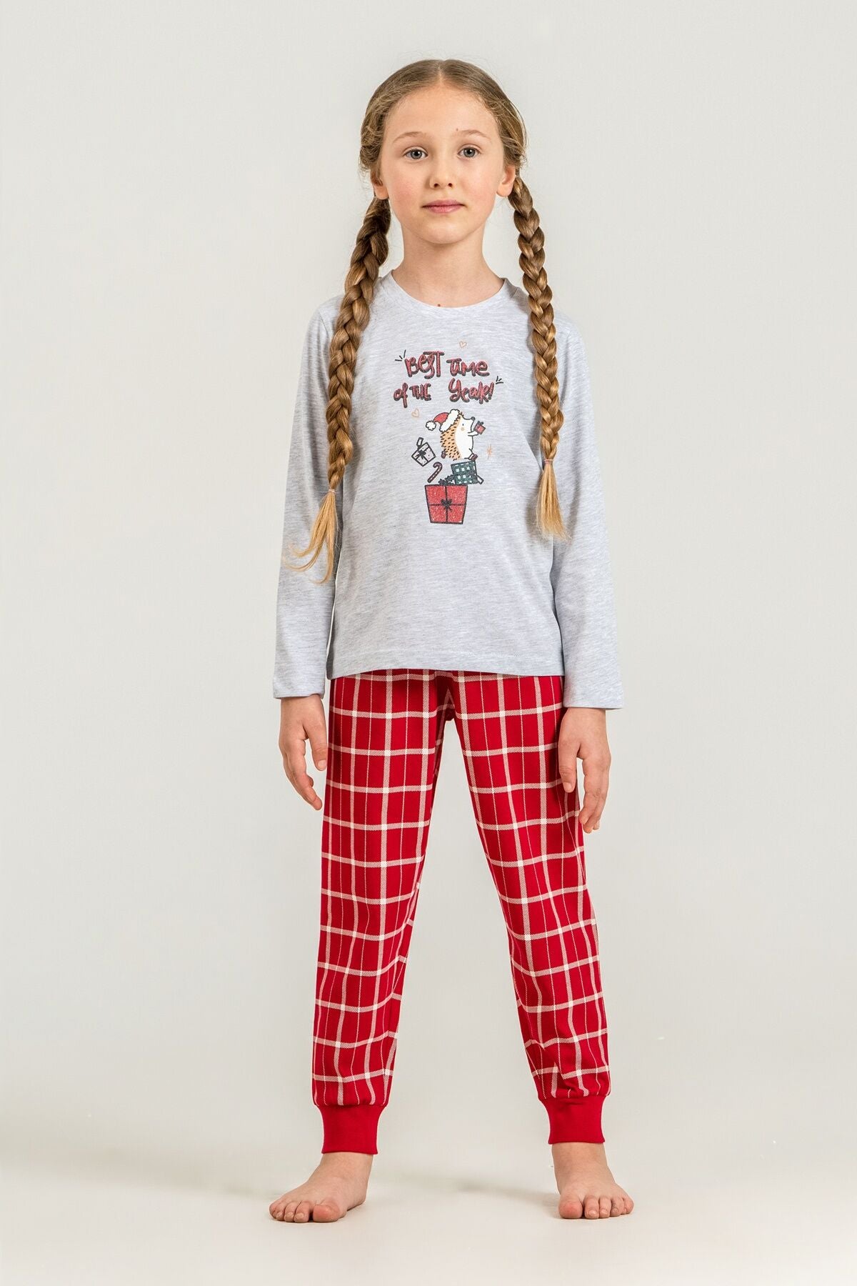 Arnetta Wonderful Time Anne Kız Gri Uzun Kol Pijama Takım AR3733-A-V1