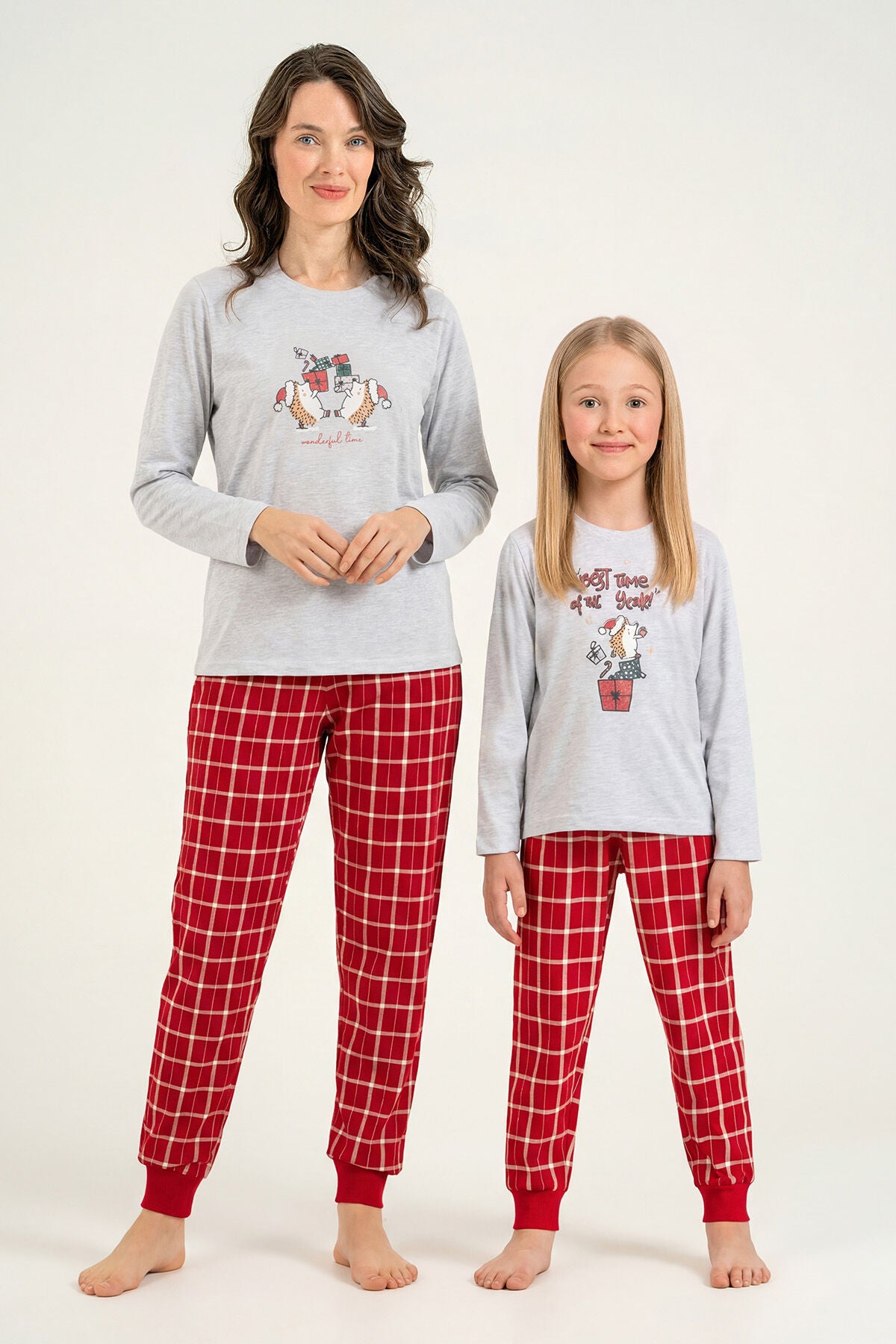 Arnetta Wonderful Time Anne Kız Gri Uzun Kol Pijama Takım AR3733-A-V1 Ürün ana görseli