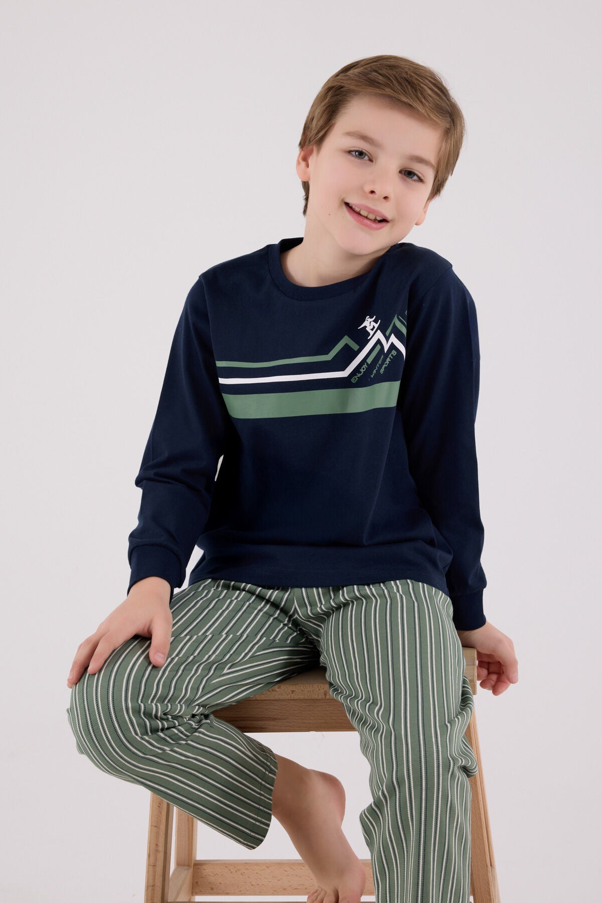 Rolypoly Erkek Çocuk Kışlık Regular Fit Lacivert Pijama Takımı RP3648-C-V1