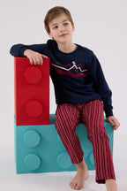 Rolypoly Erkek Çocuk Kışlık Regular Fit Lacivert Pijama Takımı RP3648-C-V2