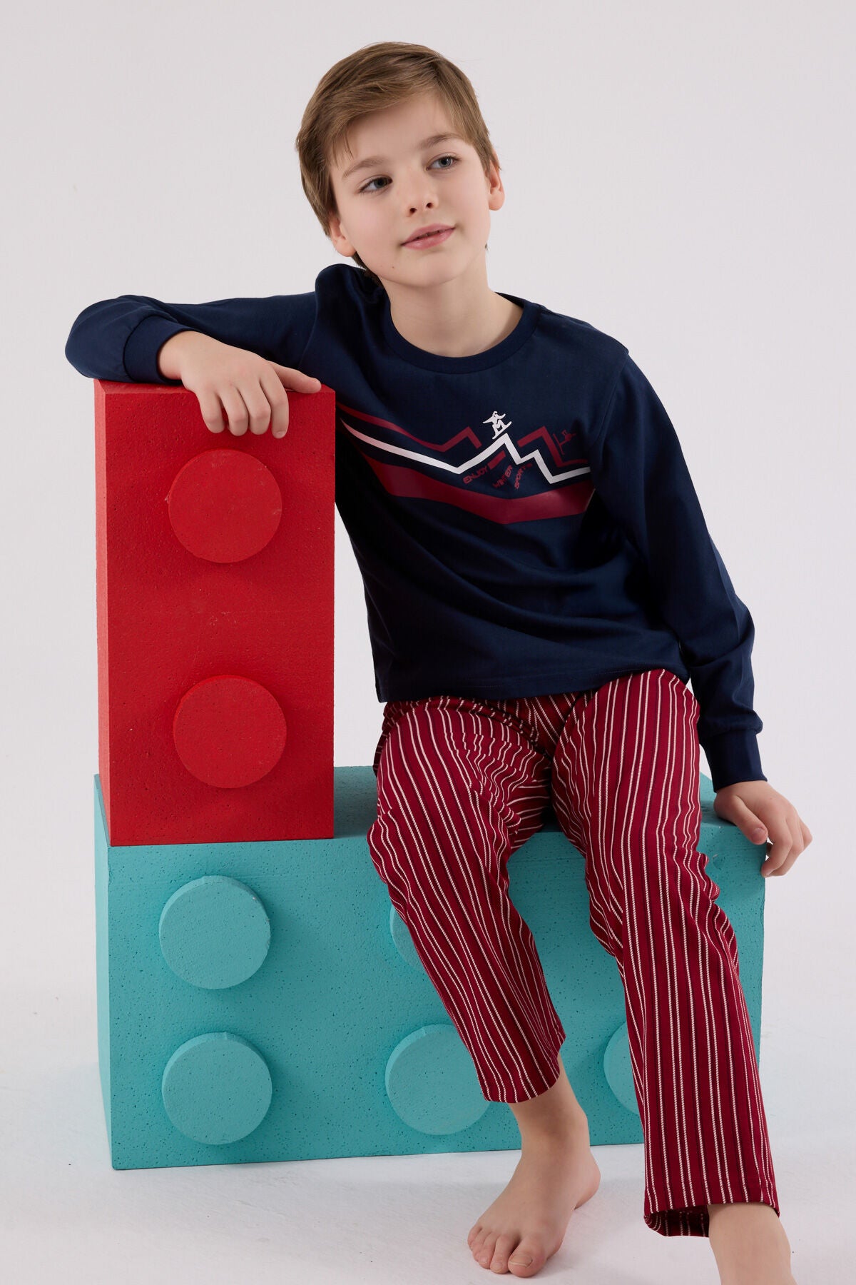Rolypoly Erkek Çocuk Kışlık Regular Fit Lacivert Pijama Takımı RP3648-C-V2