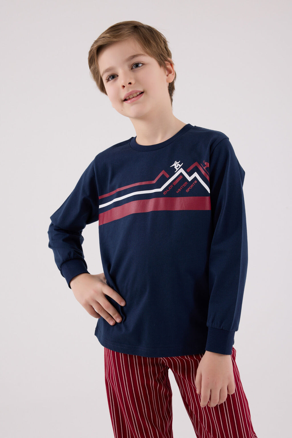 Rolypoly Erkek Çocuk Kışlık Regular Fit Lacivert Pijama Takımı RP3648-C-V2