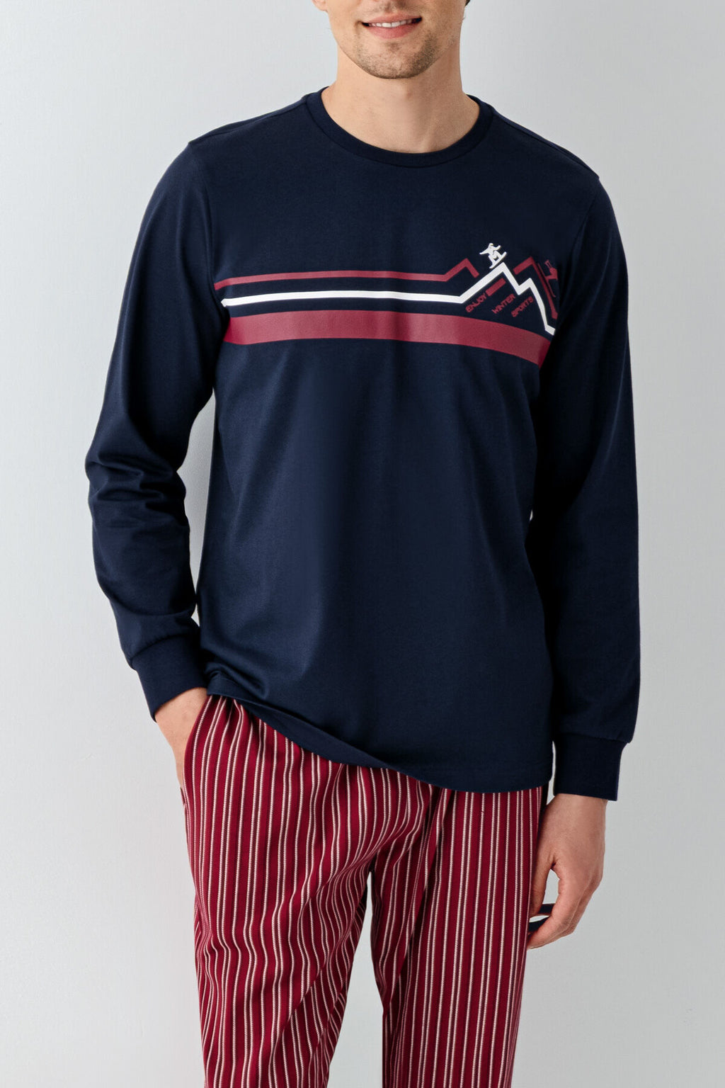 Rolypoly Erkek Kışlık Regular Fit Lacivert Pijama Takımı RP3648-S-V2