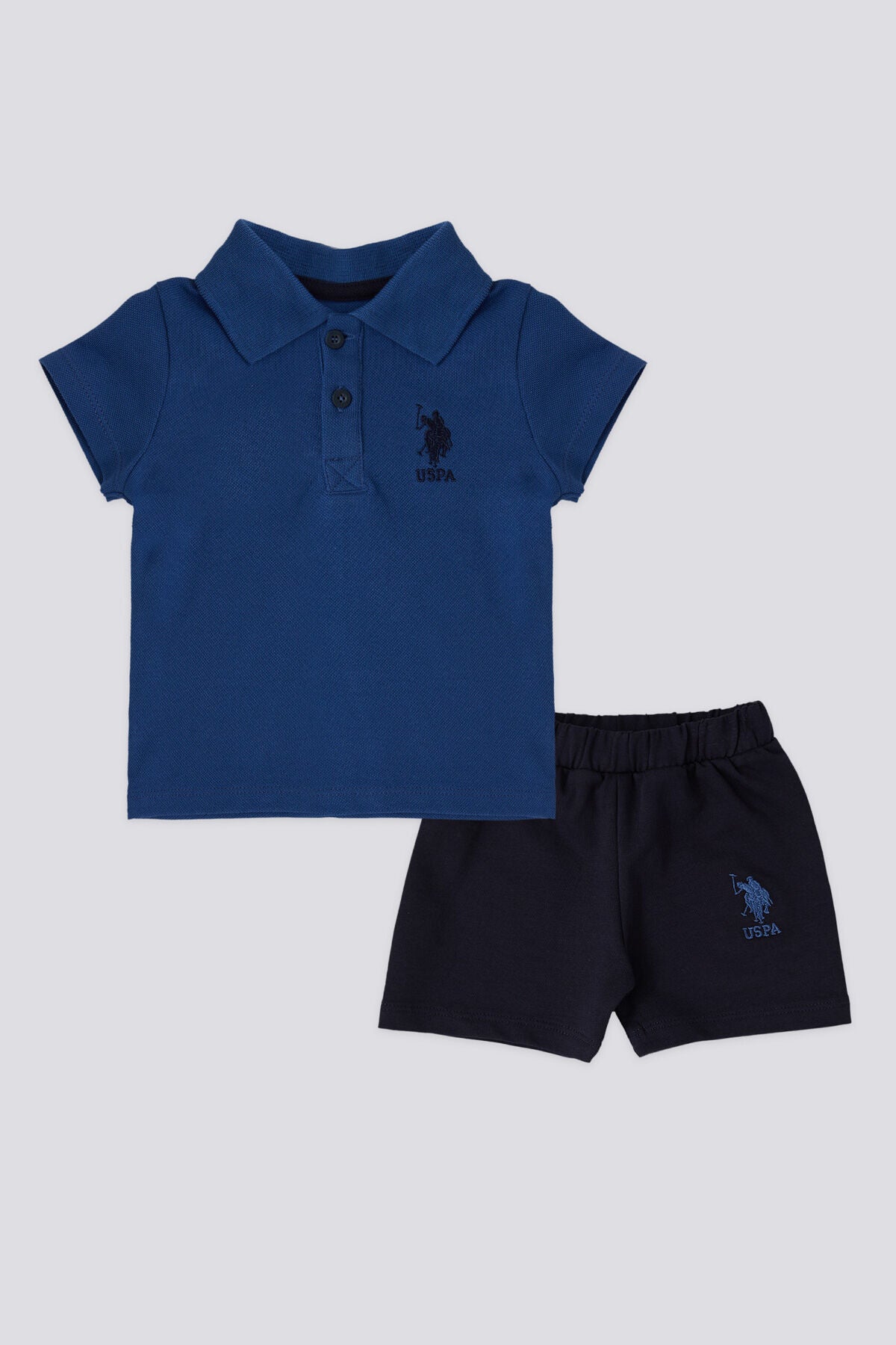 U.S. Polo Assn. Erkek Bebek Polo Yaka Pigment Baskılı Yazlık Regular Fit Lacivert Bebek Takımı USB1834-B-V1 Ürün ana görseli