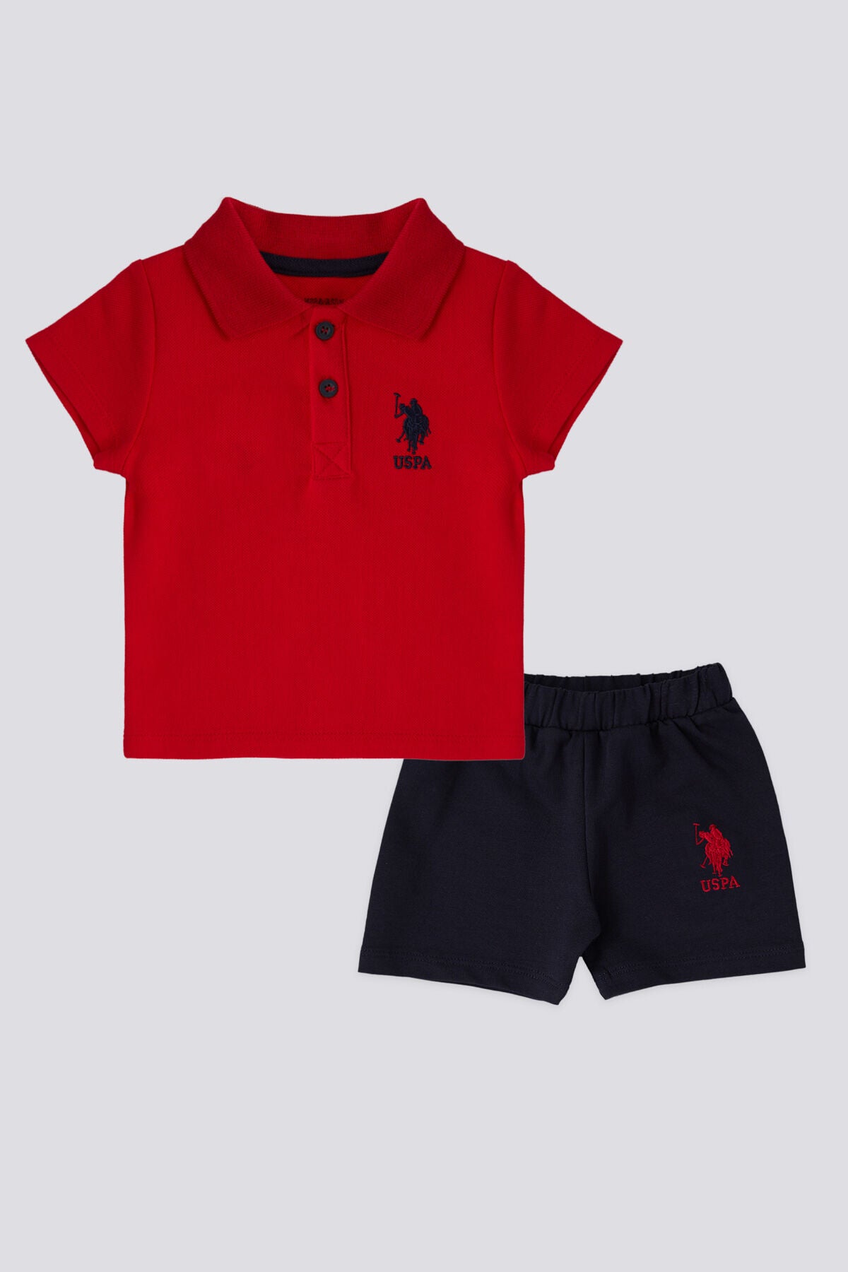 U.S. Polo Assn. Erkek Bebek Polo Yaka Pigment Baskılı Yazlık Regular Fit Kırmızı Bebek Takımı USB1834-B-V5 Ürün ana görseli