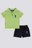 U.S. Polo Assn. Erkek Bebek Polo Yaka Pigment Baskılı Yazlık Regular Fit Sarı Bebek Takımı USB1834-B-V2