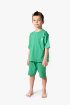 U.S. Polo Assn. Erkek Çocuk Bisiklet Yaka Sargı Nakışlı Yazlık Regular Fit Yeşil Bermuda Takım US1779-C-V40