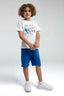 Rolypoly Erkek Çocuk Bisiklet Yaka Pigment Baskılı Yazlık Regular Fit Beyaz Bermuda Takım RP3539-C-V1