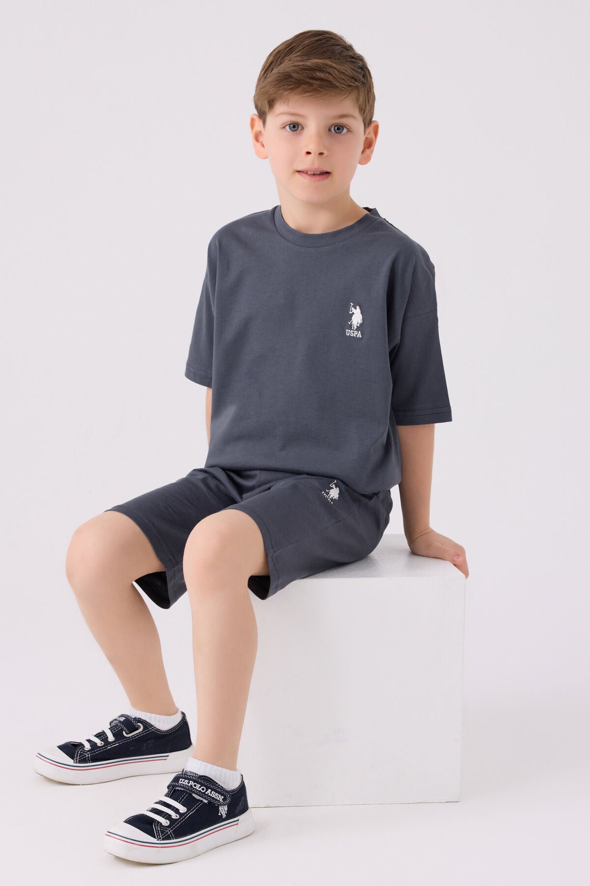 U.S. Polo Assn Erkek Çocuk Füme  Bermuda Takımı