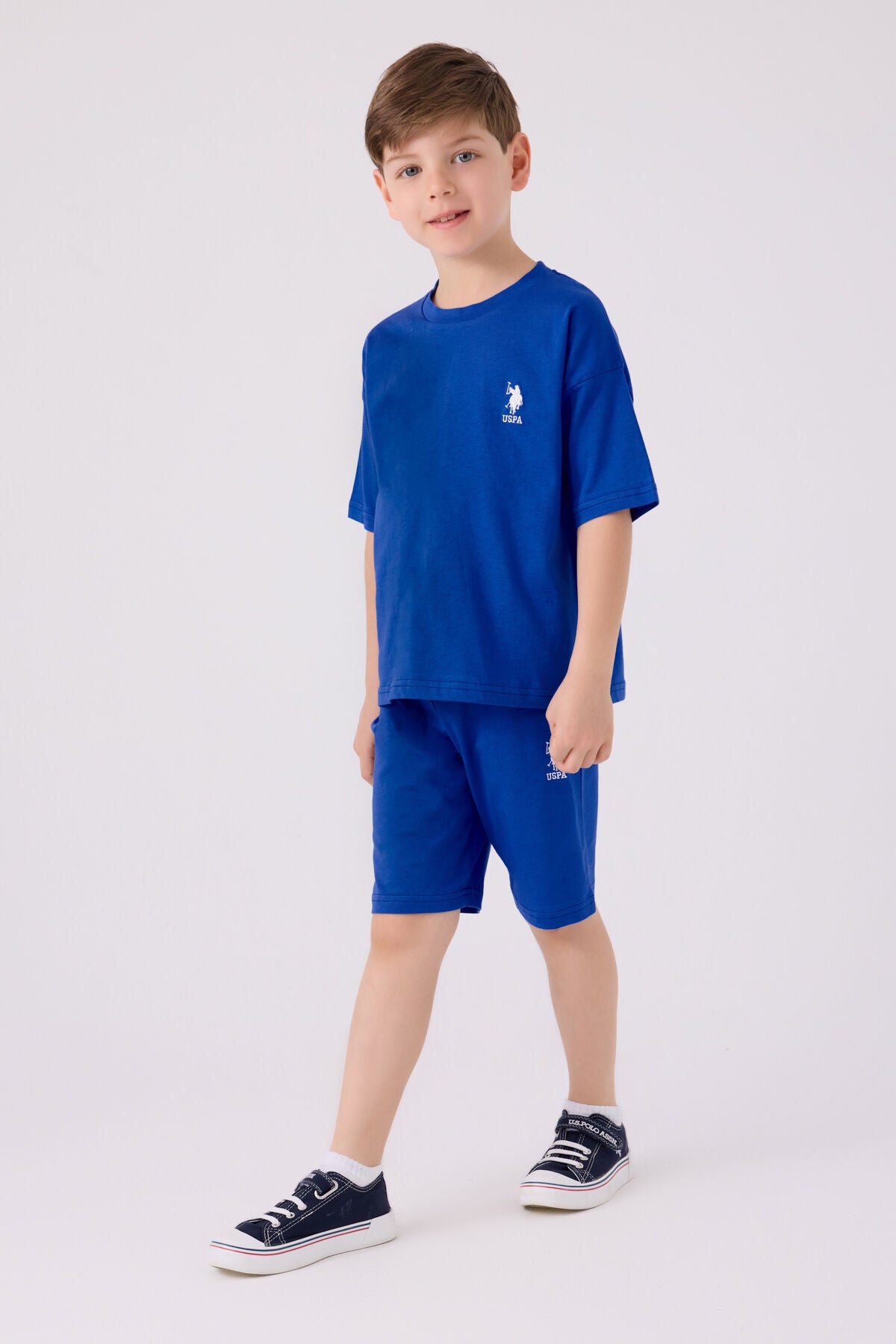 U.S. Polo Assn. Erkek Çocuk Bisiklet Yaka Sargı Nakışlı Yazlık Regular Fit Mavi Bermuda Takım US1779-C-V36 Ürün ana görseli