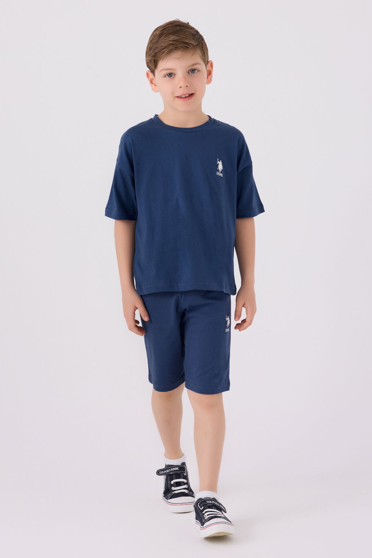 U.S. Polo Assn. Erkek Çocuk Bisiklet Yaka Sargı Nakışlı Yazlık Regular Fit Lacivert Bermuda Takım US1779-C-V31 Ürün ana görseli