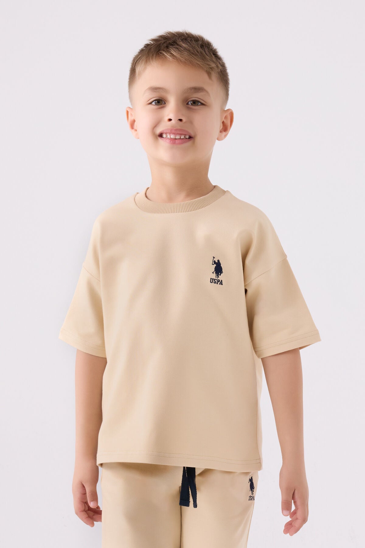 U.S. Polo Assn. Erkek Çocuk Bisiklet Yaka Sargı Nakışlı Yazlık Regular Fit Turuncu Bermuda Takım US1780-C-V8 Ürün ikincil görseli