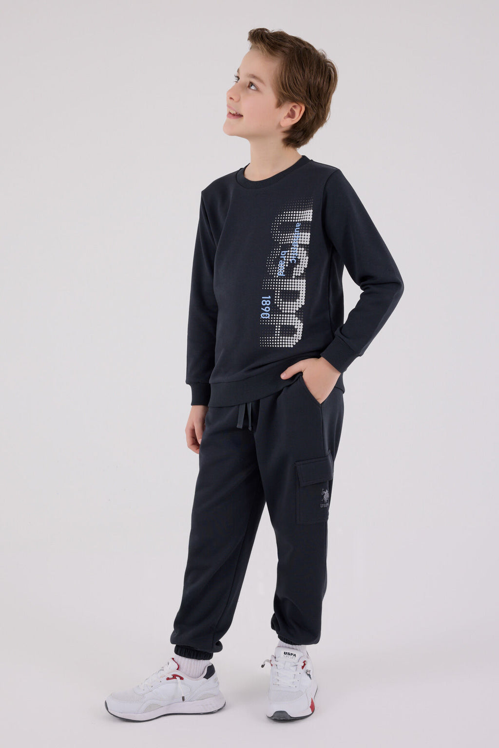 U.S. Polo Assn. Erkek Çocuk Kışlık Regular Fit Gri Eşofman Takımı US2222-C-V1