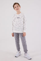 U.S. Polo Assn. Erkek Çocuk Bisiklet Yaka Pigment Baskılı Kışlık Regular Fit Beyaz Eşofman Takımı US2230-C-V1