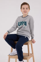 U.S. Polo Assn. Erkek Çocuk Kışlık Regular Fit Gri Eşofman Takımı US2223-C-V2