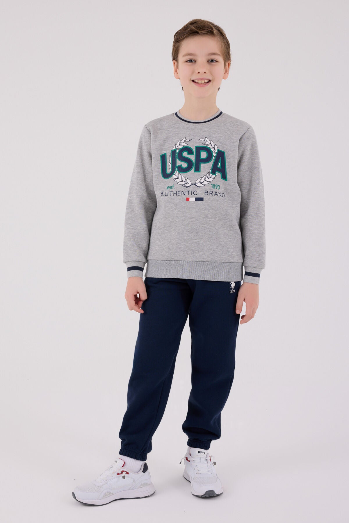 U.S. Polo Assn. Erkek Çocuk Kışlık Regular Fit Gri Eşofman Takımı US2223-C-V2