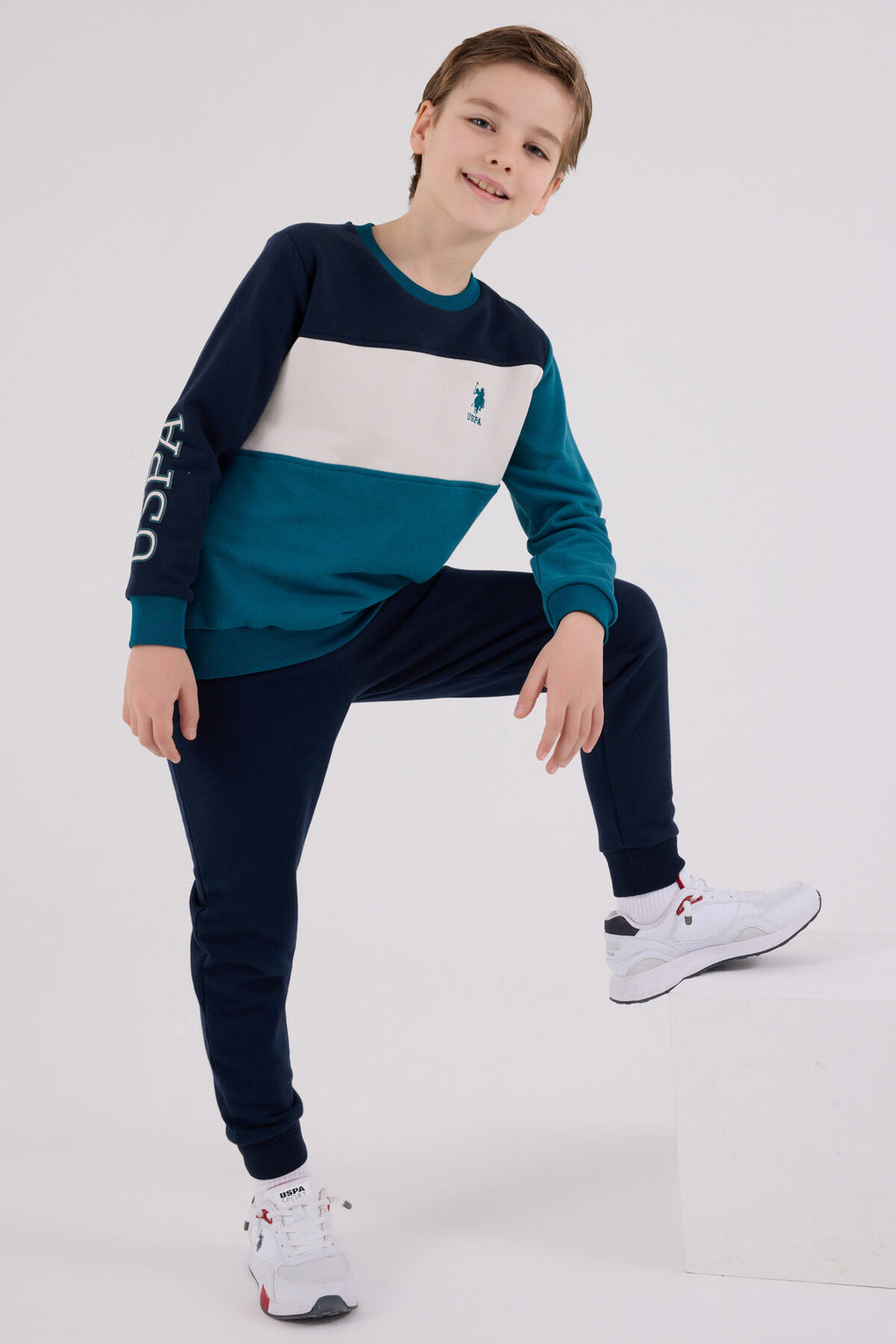 U.S. Polo Assn. Erkek Çocuk Kışlık Regular Fit Yeşil Eşofman Takımı US2224-C-V2