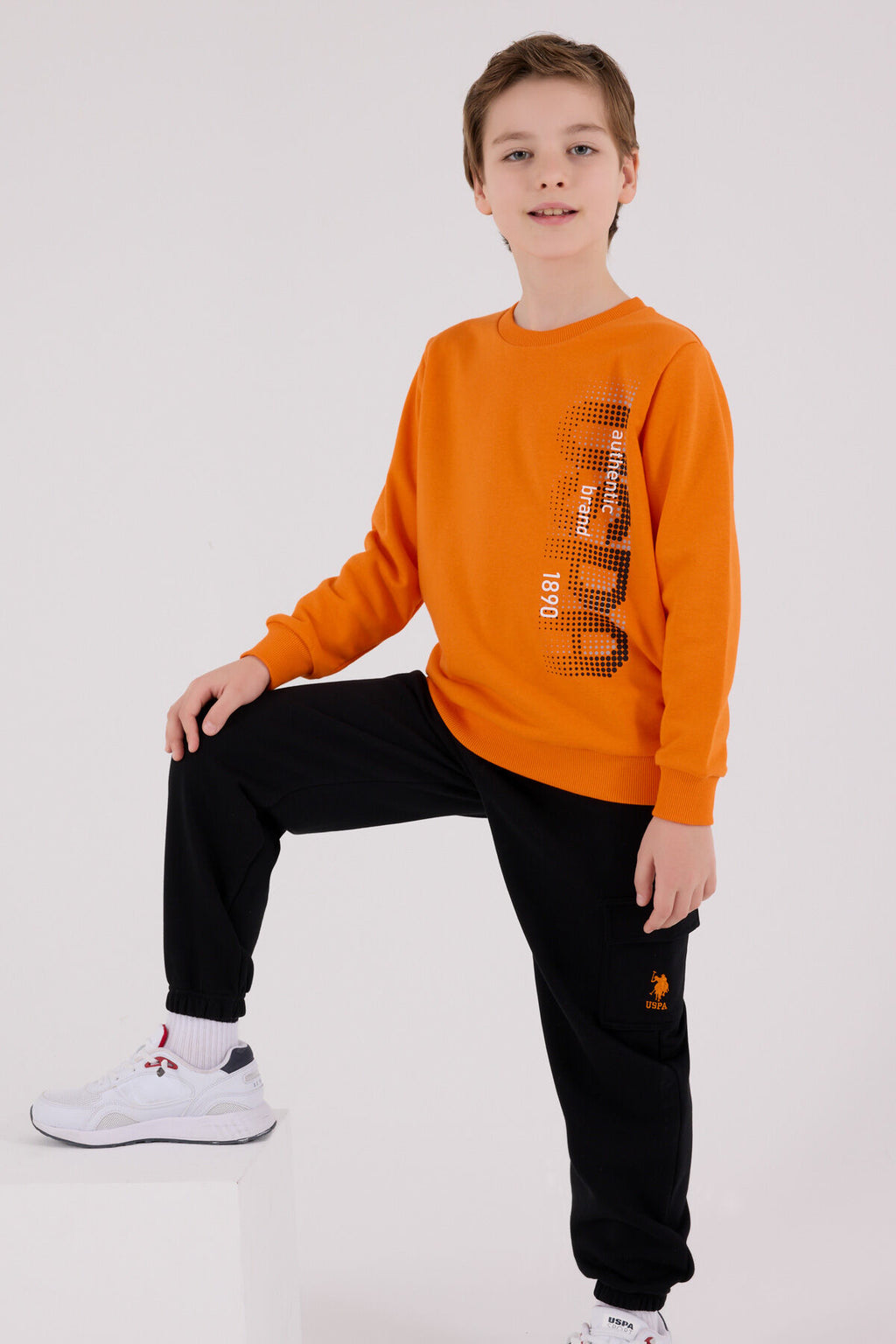 U.S. Polo Assn. Erkek Çocuk Kışlık Regular Fit Turuncu Eşofman Takımı US2222-C-V2