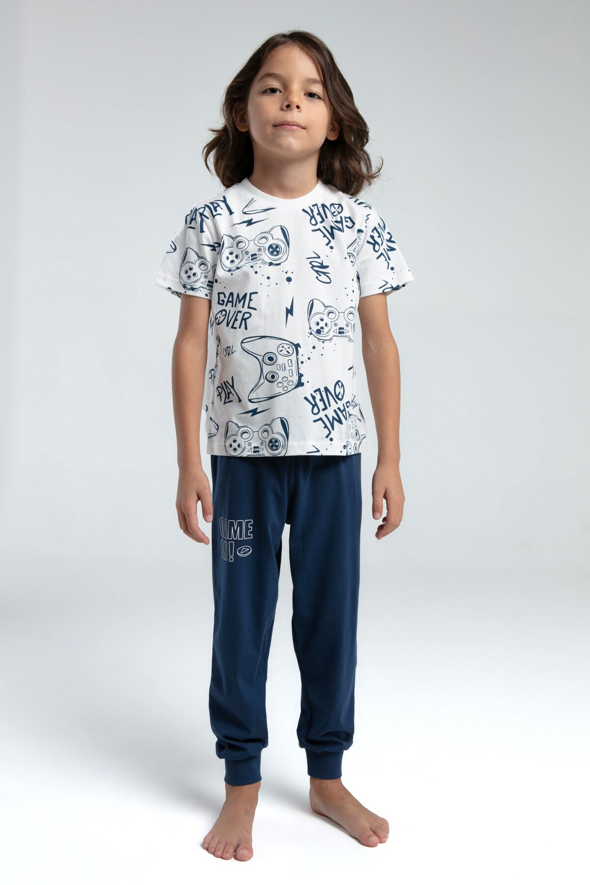 Erkek Çocuk Beyaz Kısa Kol Pijama Takım Ürün ana görseli
