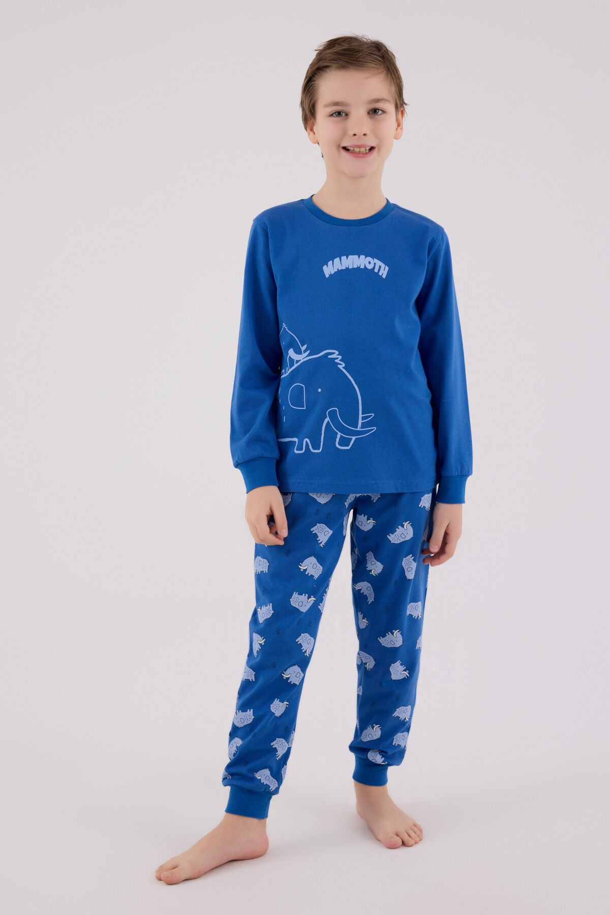 Rolypoly Erkek Çocuk Bisiklet Yaka Pigment Baskılı Kışlık Regular Fit Mavi Pijama Takımı RP3666-C-V2 Ürün ana görseli