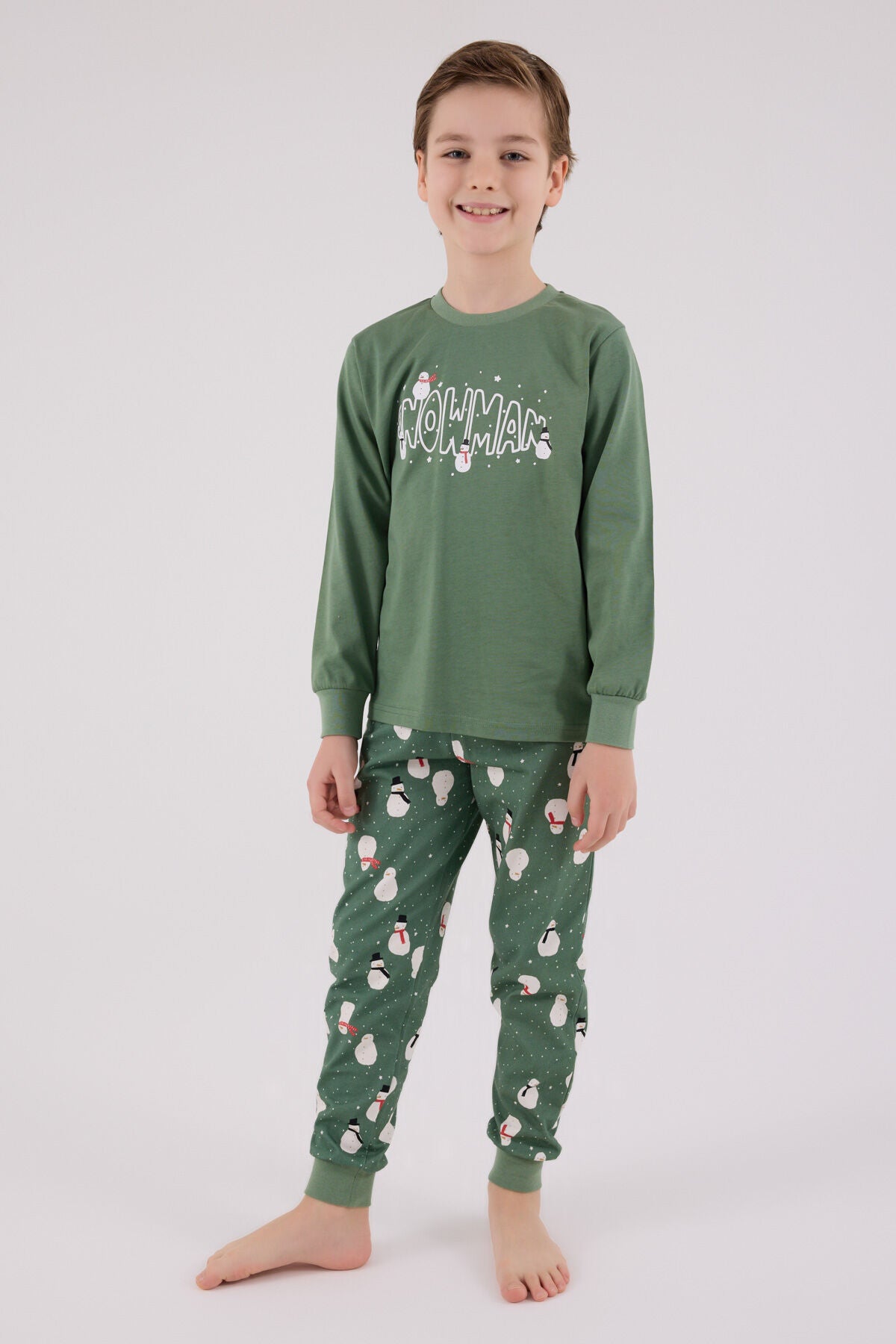 Rolypoly Erkek Çocuk Kışlık Regular Fit Yeşil Pijama Takımı RP3680-C-V2 Ürün ana görseli