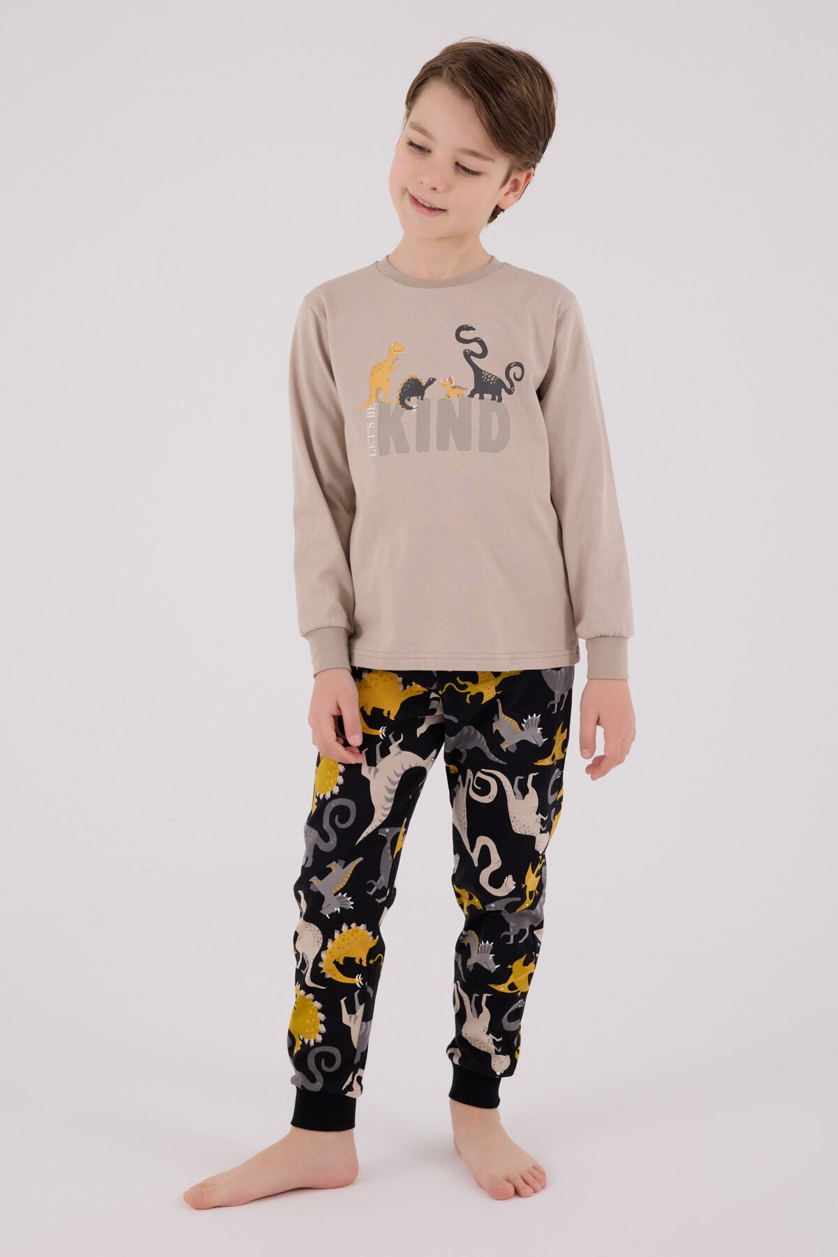 Rolypoly Erkek Çocuk Kışlık Regular Fit Kahverengi Pijama Takımı RP3660-C-V2 Ürün ana görseli
