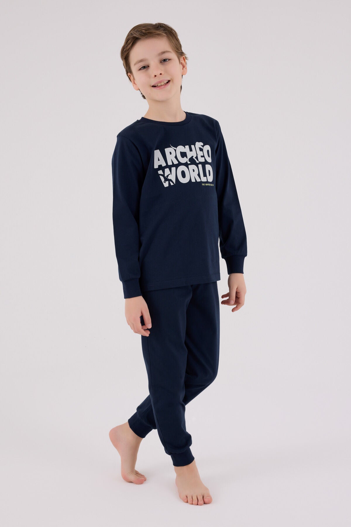 Rolypoly Erkek Çocuk Kışlık Regular Fit Lacivert Pijama Takımı RP3684-C-V2