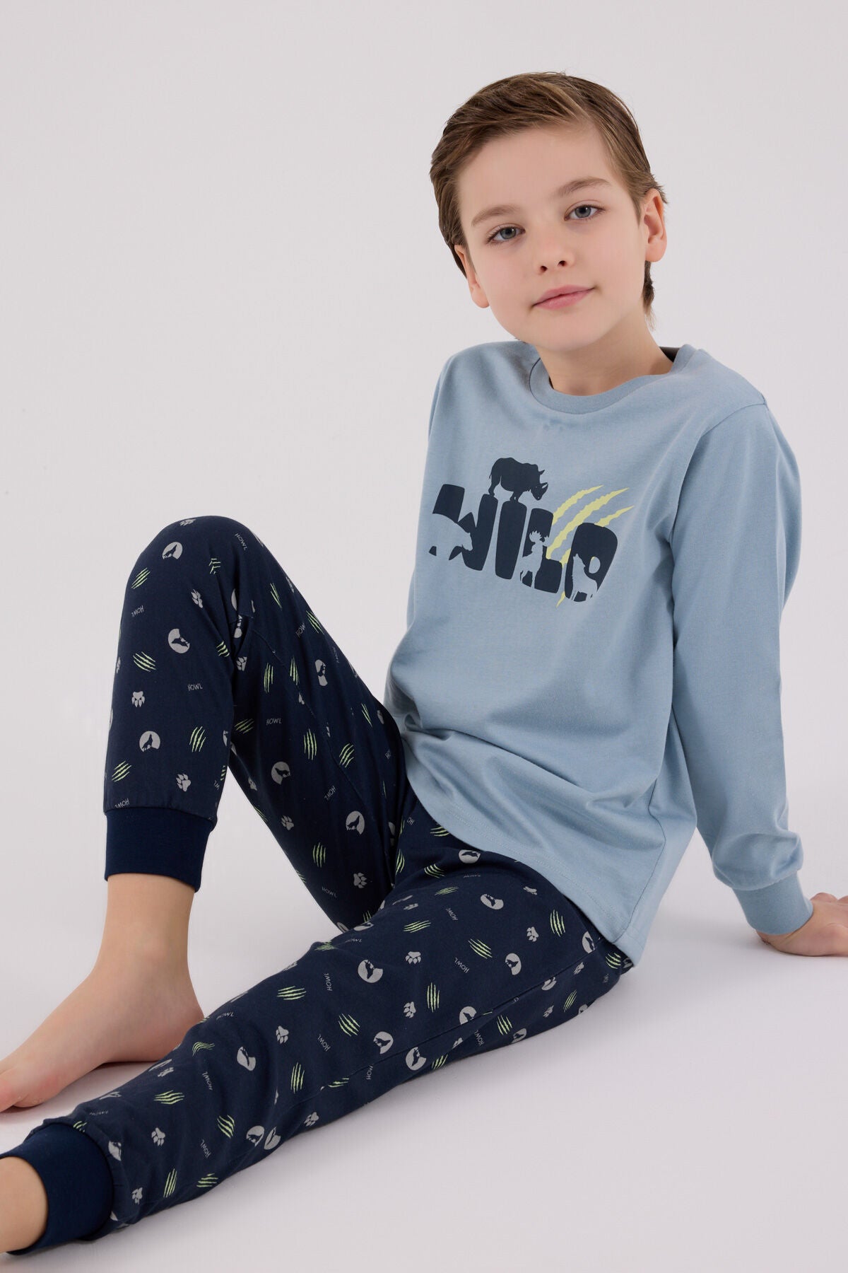Rolypoly Erkek Çocuk Kışlık Regular Fit Yeşil Pijama Takımı RP3683-C-V2 Ürün ana görseli